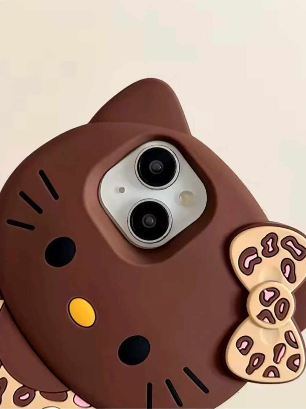 Brown Leopard Hello Kitty Silicone iPhone Case